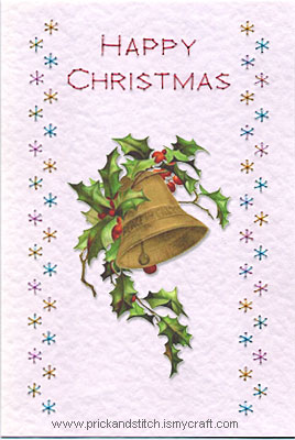 Free easy prick and stitched Christmas card snowflake border pattern