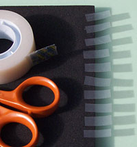 Self-adhesive tape for attaching stitching card threads