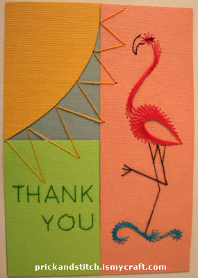 Flamingo thank you – forum gallery stitching card of the week