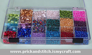 Bead storage for prick and stitch card making