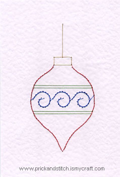 Christmas bauble free and easy prick and stitch card pattern