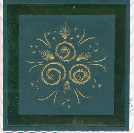 Gold and bottle green – forum gallery stitching card of the week
