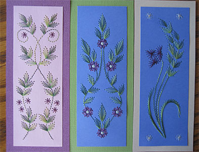Colourful stitched bookmarks