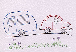 Car towing a caravan