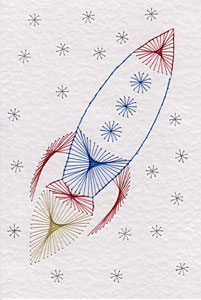 Space rocket pattern at Stitching Cards