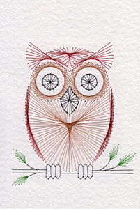 Owl on a branch pattern at Stitching Cards
