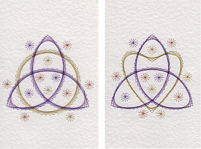 Triquetra patterns at Stitching Cards
