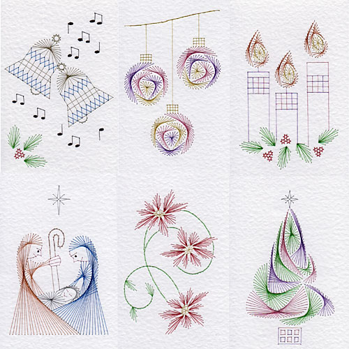 Christmas patterns at Stitching Cards: Pack No. 75