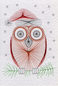 Owl with a Santa hat pattern at Stitching Cards