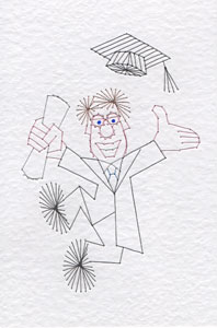 Male graduation student pattern at Stitching Cards