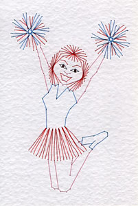 Cheerleader pattern at Stitching Cards