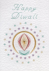 Diwali lamp pattern at Stitching Cards