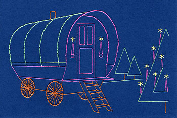 Gypsy caravan pattern at Stitching Cards