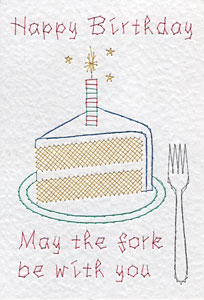 Cake and fork pattern added at Stitching Cards