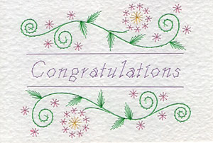 Floral Greeting Congratulations pattern added at Stitching Cards