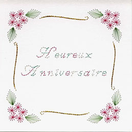 Heureux Anniversaire PinBroidery flower corners pattern